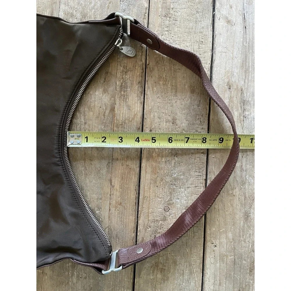 Baggallini Jessica Brown Hobo Shoulder Handbag Nylon Leather Packable Travel Med